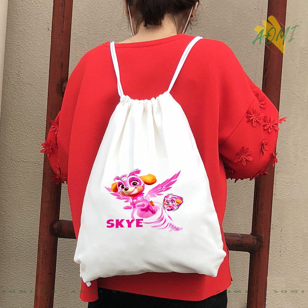 BALO MINI Đội Chó Cứu Hộ Paw Patrol AOMIVN DÂY RÚT ĐEO VAI 33x38cm NHỎ XINH UNISEX CHẤT CANVAS CUTE TIỆN ÍCH DU LỊCH