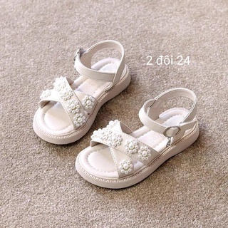 Sandal trắng chéo đính ngọc cho bé siêu xinh