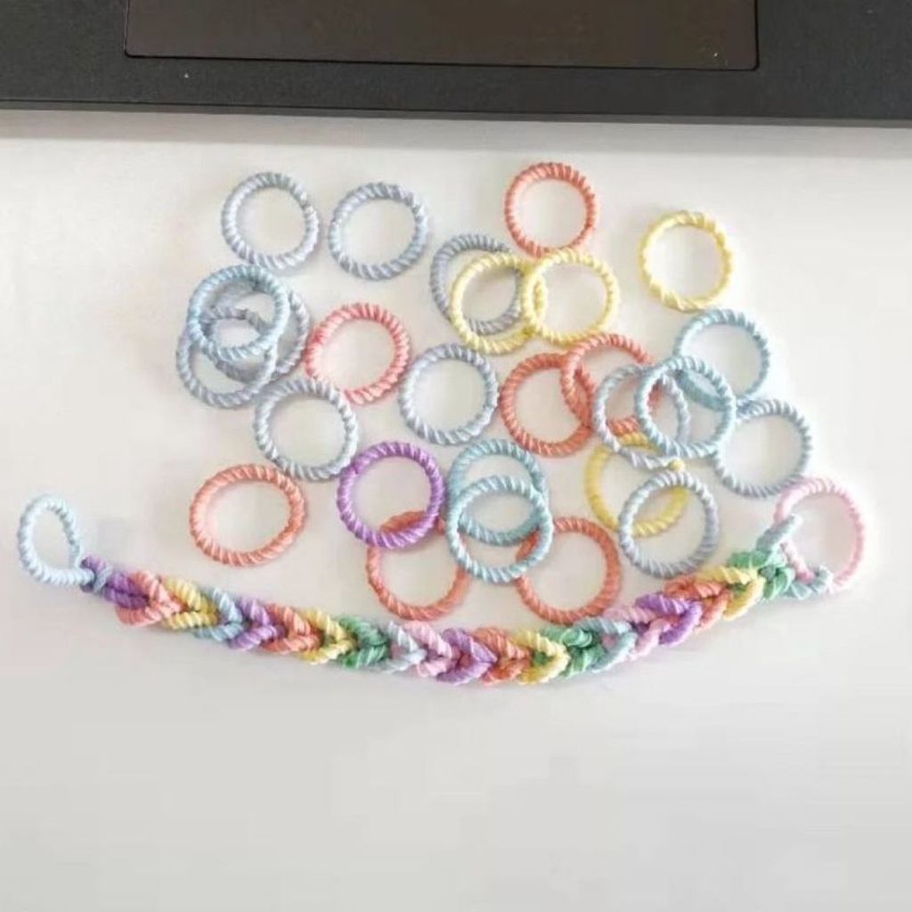 Set 100 Dây Thun Cột Tóc Co Giãn Bằng Cao Su Mềm Màu Kẹo Đơn Giản Thời Trang Nữ