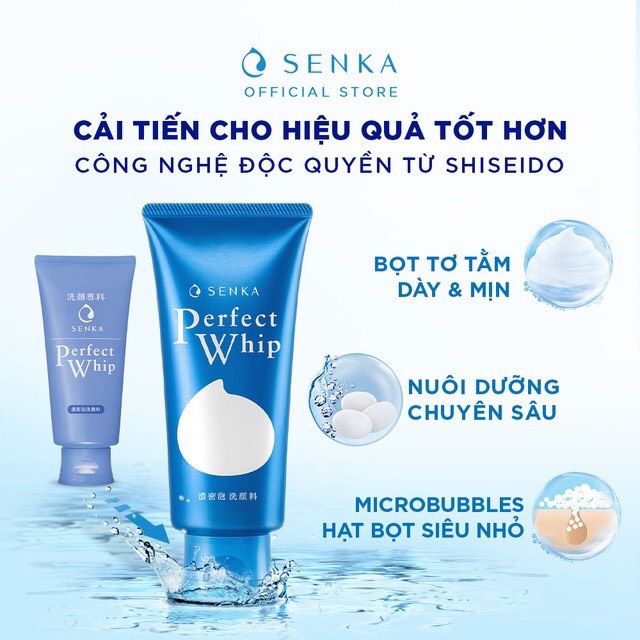 Sữa Rửa Mặt Tạo Bọt Làm Sạch Sâu Senka Perfect Whip U 120g Nhật Bản - Mẫu mới