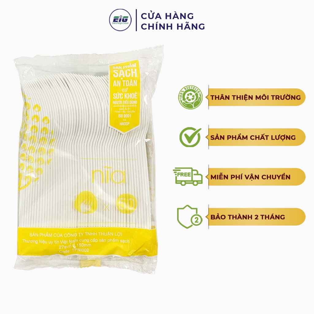 Bịch 50 Nĩa Nhựa PP Cao Cấp EIG Sử Dụng 1 Lần Tiện Dụng Cho Gia Đình