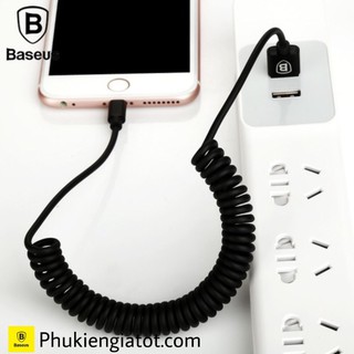 Cáp sạc Lightning dây xoắn đàn hồi Baseus Fish Eye Spring Data dùng cho iPhone / iPad (2A, 1M)