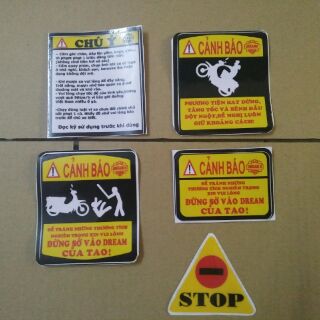 Bộ tem cảnh báo trang trí xe Stop