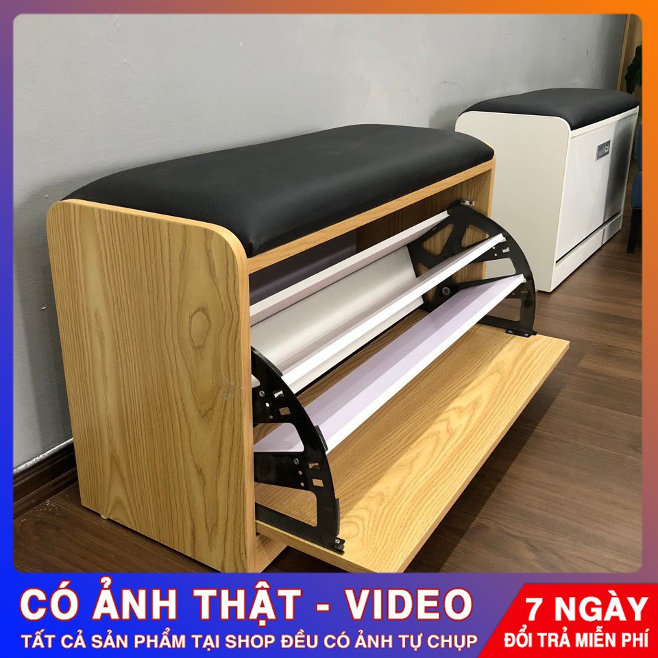 [Ảnh thật/Video] Tủ Giày Thông Minh 3 Tầng Có Ghế Ngồi Có Nệm Da Kích Thước 80x45x30cm