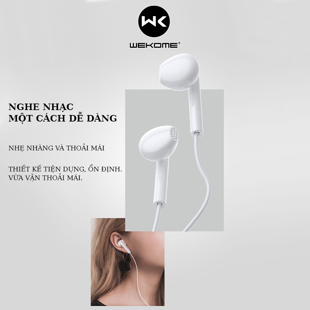 Tai nghe có dây Wekome YA-01 kiểu dáng earbud tích hợp đàm thoại, micro, âm thanh