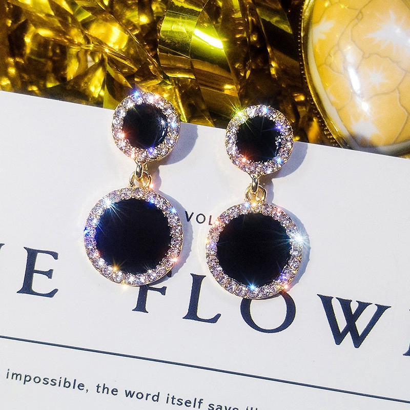 Đôi Bông Tai Hợp Kim Đính Đá Zircon Thời Trang Cho Nữ