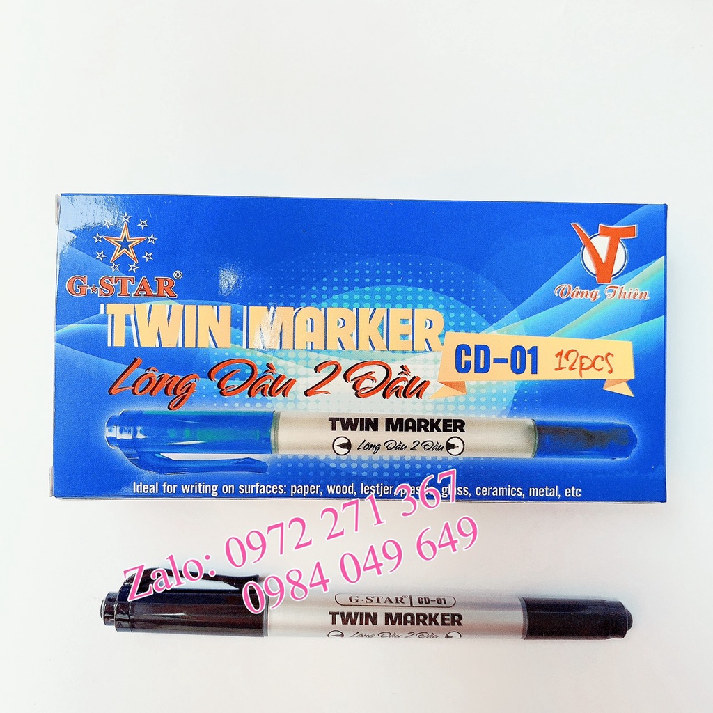 Combo 12 bút lông dầu 2 đầu ngòi 0.4mm và 1mm Gstar CD01 (1 hộp)