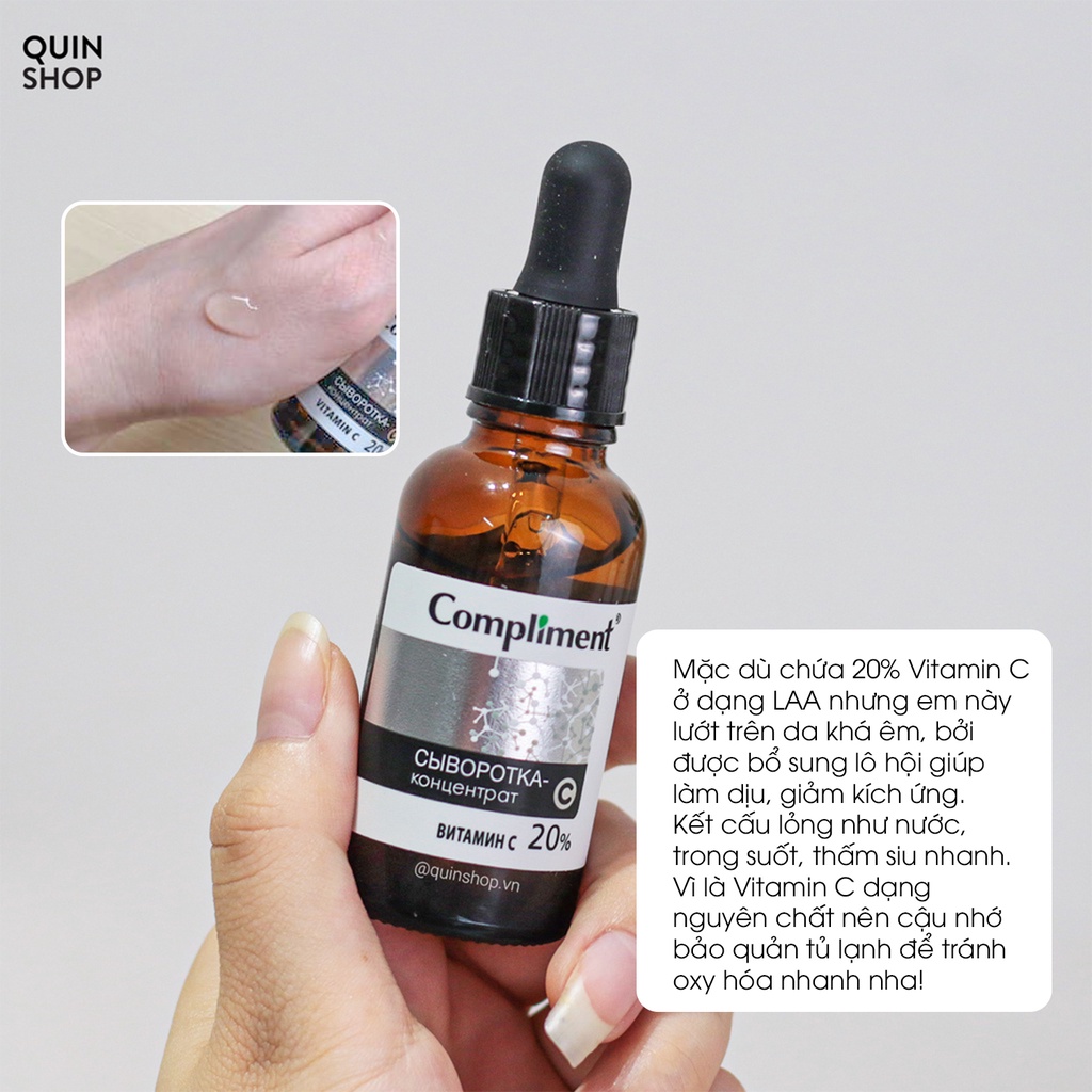 Tinh Chất Giảm Mụn, Mờ Thâm, Thu Nhỏ Lỗ Chân Lông Compliment Salicylic Acid 2%, Vitamin C 20%, AHA-BHA-PHA Serum