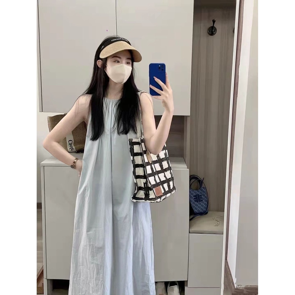 Đầm Dài Dáng Chữ A Không Tay Cổ Tròn Phong Cách Hàn Quốc Thời Trang Hàng Mới Dành Cho Bạn Nữ