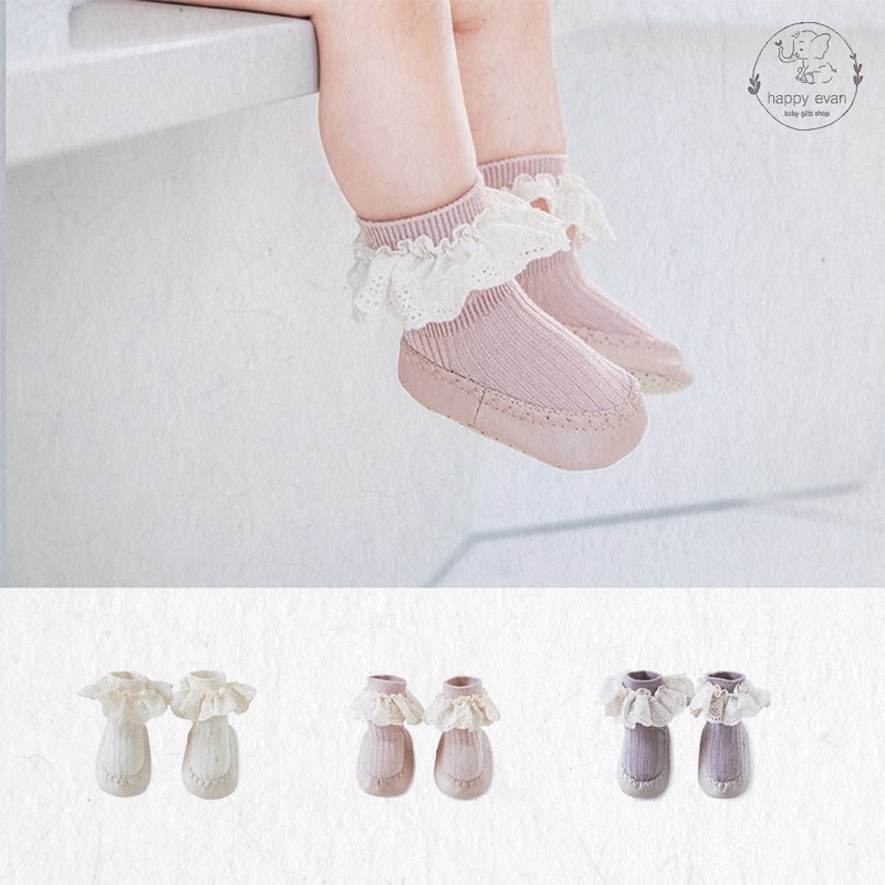 [Freeship] Giày tất tập đi cho bé gái, thắt nơ vải xinh, 2 màu dễ phối, có lớp chống trượt giúp bé vững vàng.