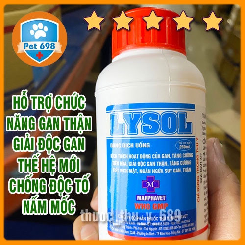 LYSOL 250ml  hỗ trợ giải đ.ộc gan thận, bồi bổ cơ thể, chống đ.ộc tố nấm mốc trên gà, vịt, ngan, cút, chim cảnh