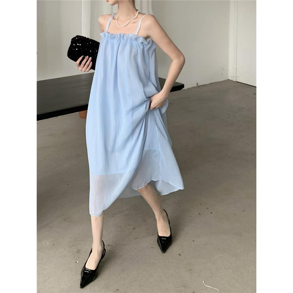 Đầm Hai Dây Phối Ngọc Trai Xinh Xắn 51279