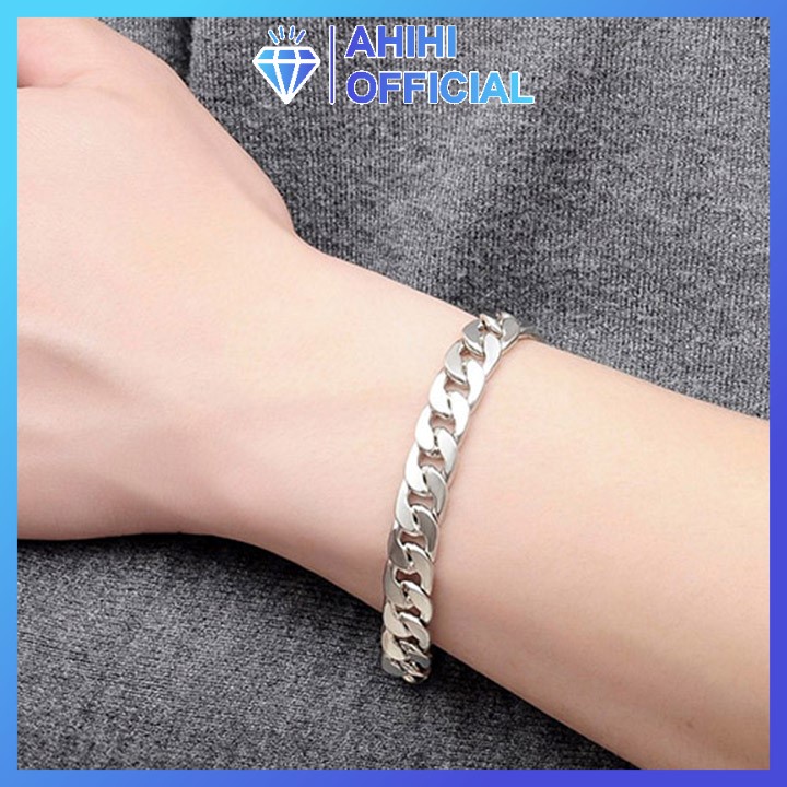 Lắc tay nam cao cấp đẹp sang trọng titan inox thép không gỉ kiểu lặc đơn ahihi.official cỡ 9mm màu trắng PTLTNA76