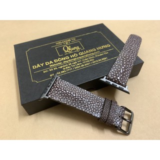 Dây đồng hồ da cá đuối màu nâu cao cấp
