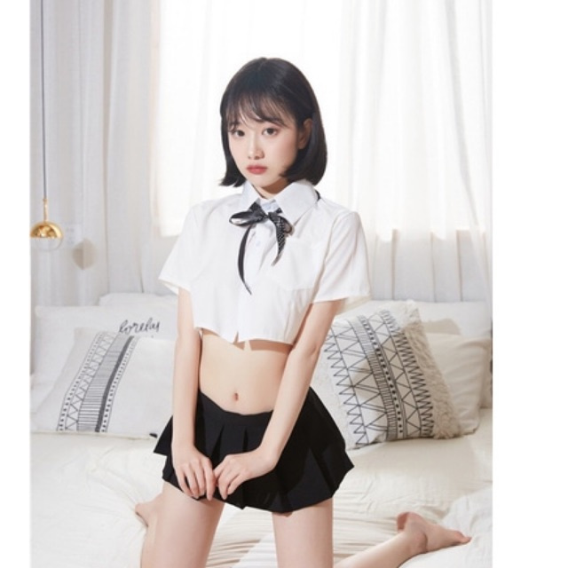 Cosplay bộ nữ sinh gồm chân váy áo sơ mi và nơ COS6 | BigBuy360 - bigbuy360.vn