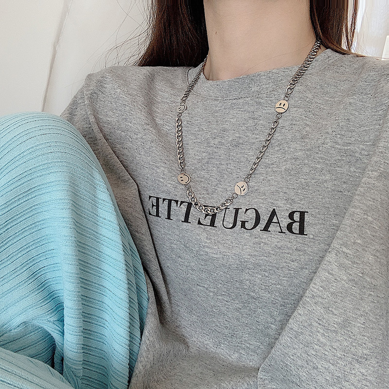 vòng cổ Thép Không Gỉ Mặt Cười Phong Cách Hip Hop