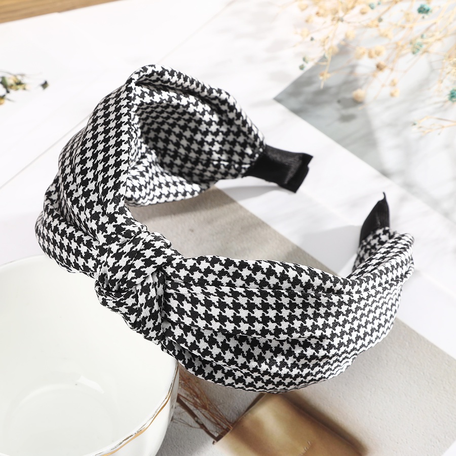 Cài tóc bản rộng thắt nút họa tiết kẻ sọc phong cách Hàn Quốc năng động cho nữ