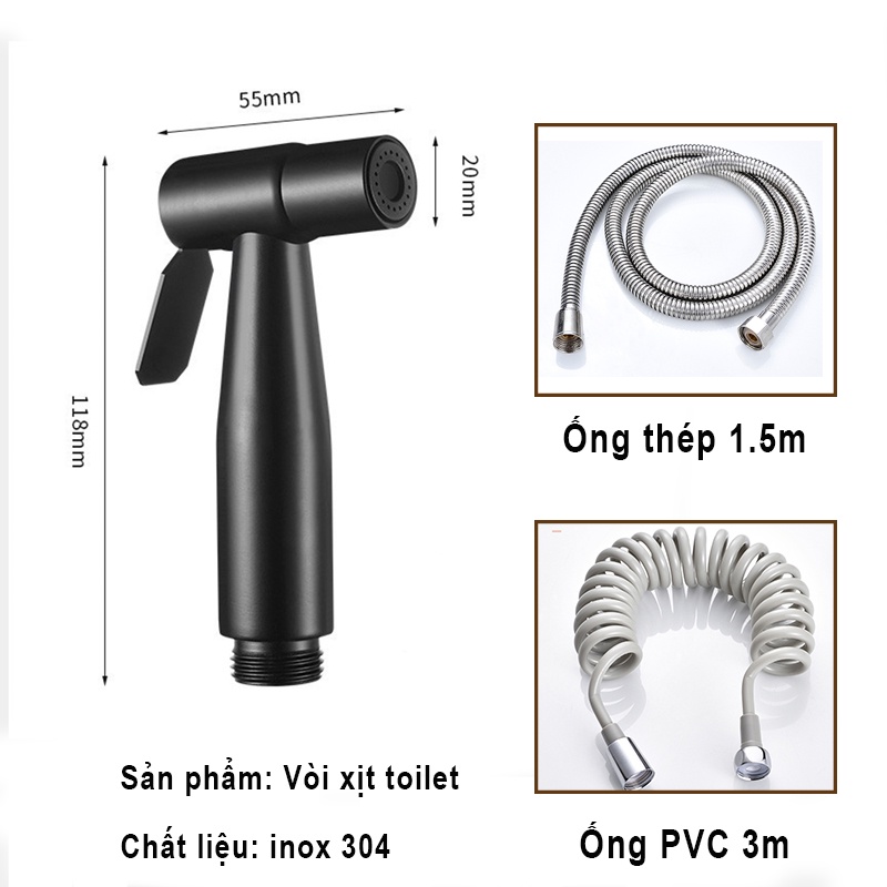 Bộ vòi xịt nhà vệ sinh toilet thép không gỉ cao cấp