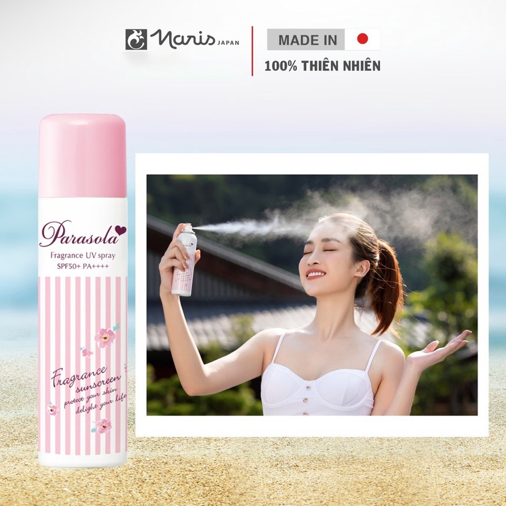 Xịt chống nắng Parasola Fragance, chống nắng mặt và cơ thể, dưỡng da mịn màng UV Cut Spray SPF 50 90g