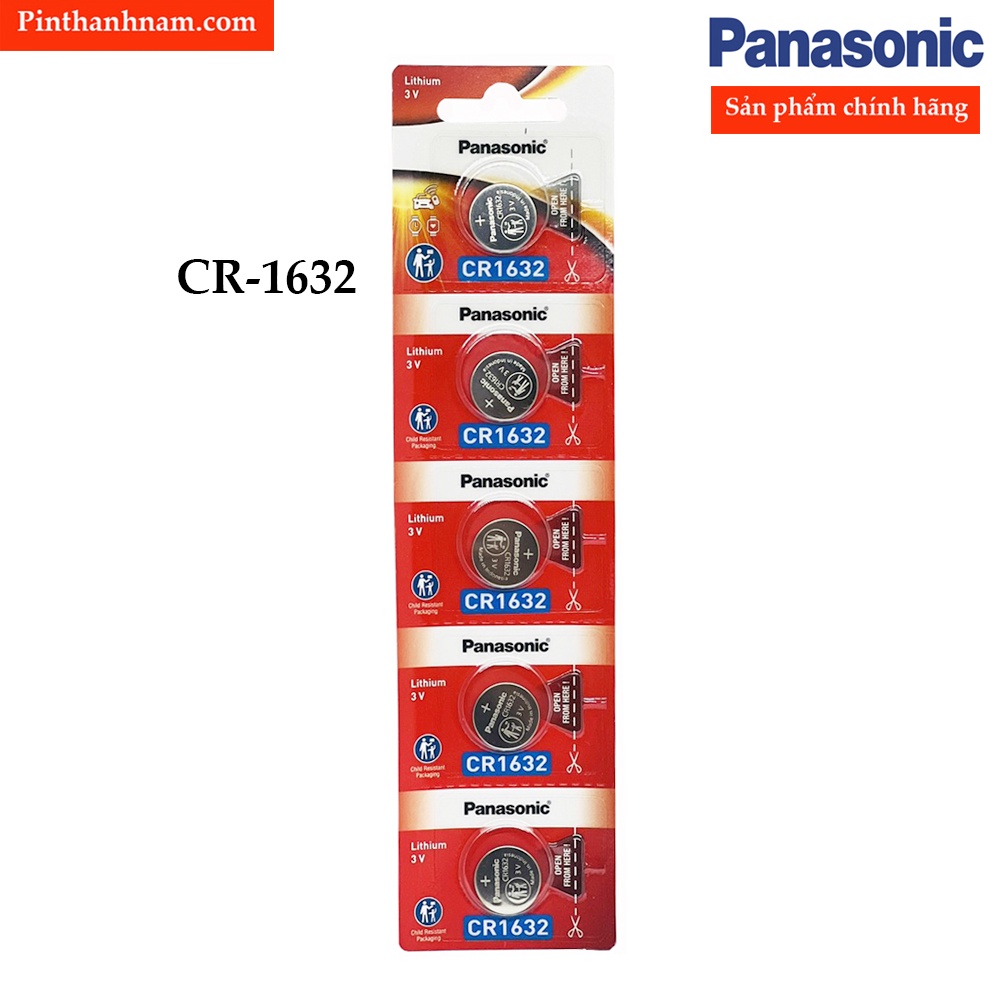 Pin CR1632 Panasonic lithium 3V vỉ 5 viên chính hãng