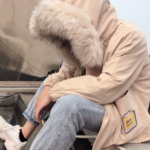 Áo khoác phao unisex nam nữ lót lông chuột mũ lông dáng rộng có Bigsize siêu cấp dày