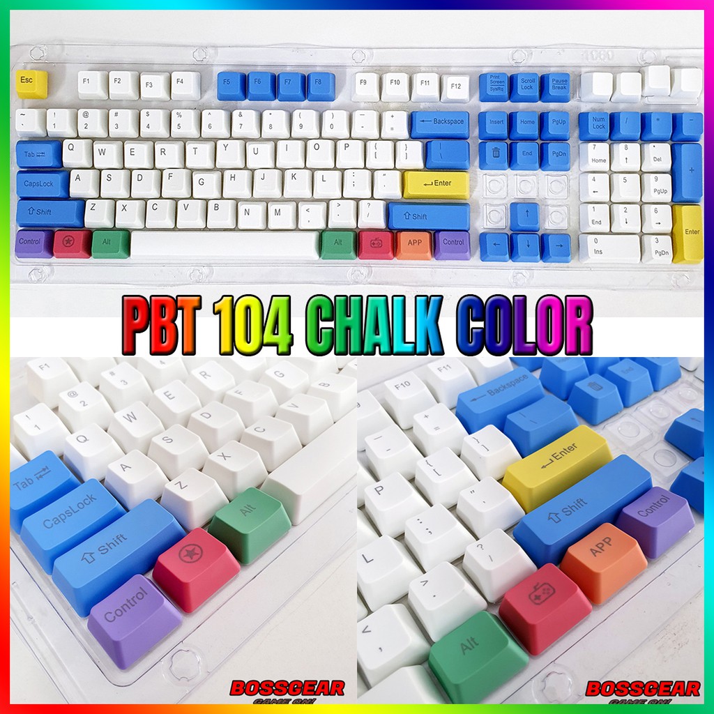 Keycap 108 Phím PBT Dye Sub Màu Chalk ( Thick PBT, OEM Profile, Ansi Layout)