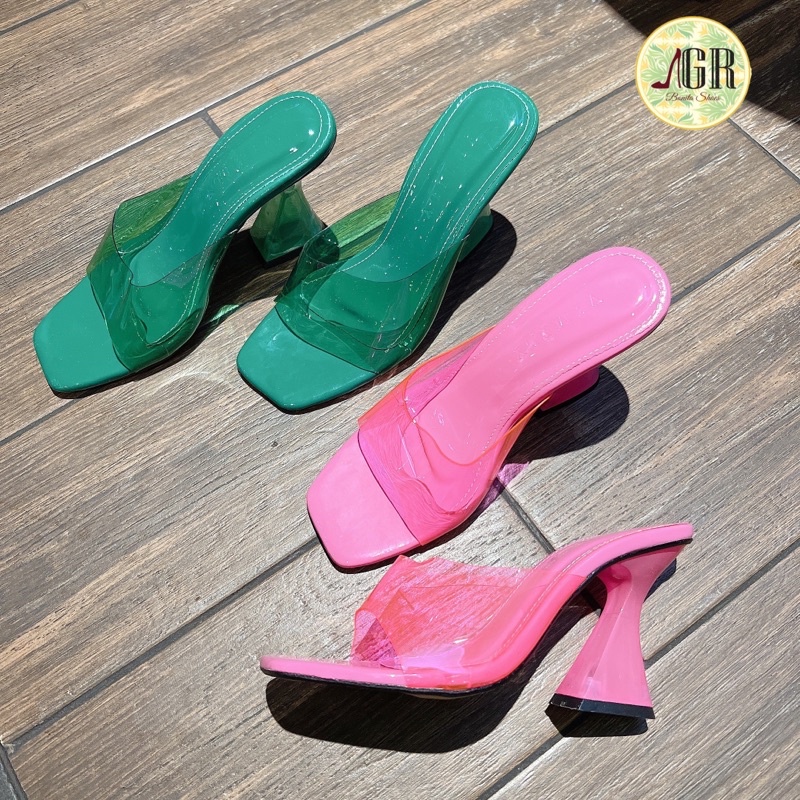 Guốc mica màu Neon gót mica Ly 8 phân (hàng đẹp)