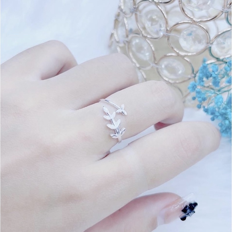 Nhẫn chiếc lá bạc ta giá rẻ - Nhẫn nữ Bạc ta chiếc lá - Vàng Bạc Khải Khải