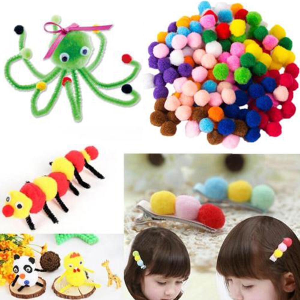 Set 100 quả banh xù nhiều màu sắc kích thước 10/ 15/ 20/ 25/ 30/ 40mm dùng trang trí Giáng Sinh đa năng