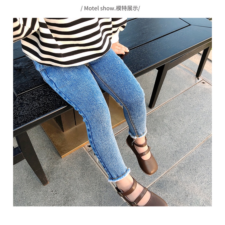 Quần jeans dài, chất liệu jeans mềm co dãn, kiểu dáng basic cho bé gái | Shini Store