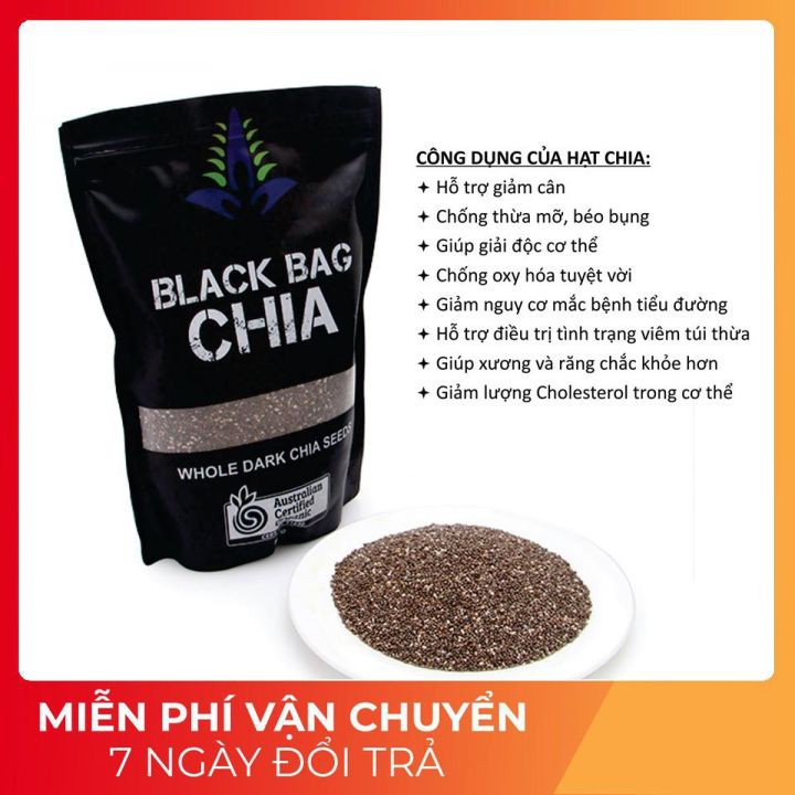 Hạt chia úc Black Bag [FREE SHIP - CAO CẤP] hàng sẵn, túi đen nhám zip mẫu mới nhất 500g,