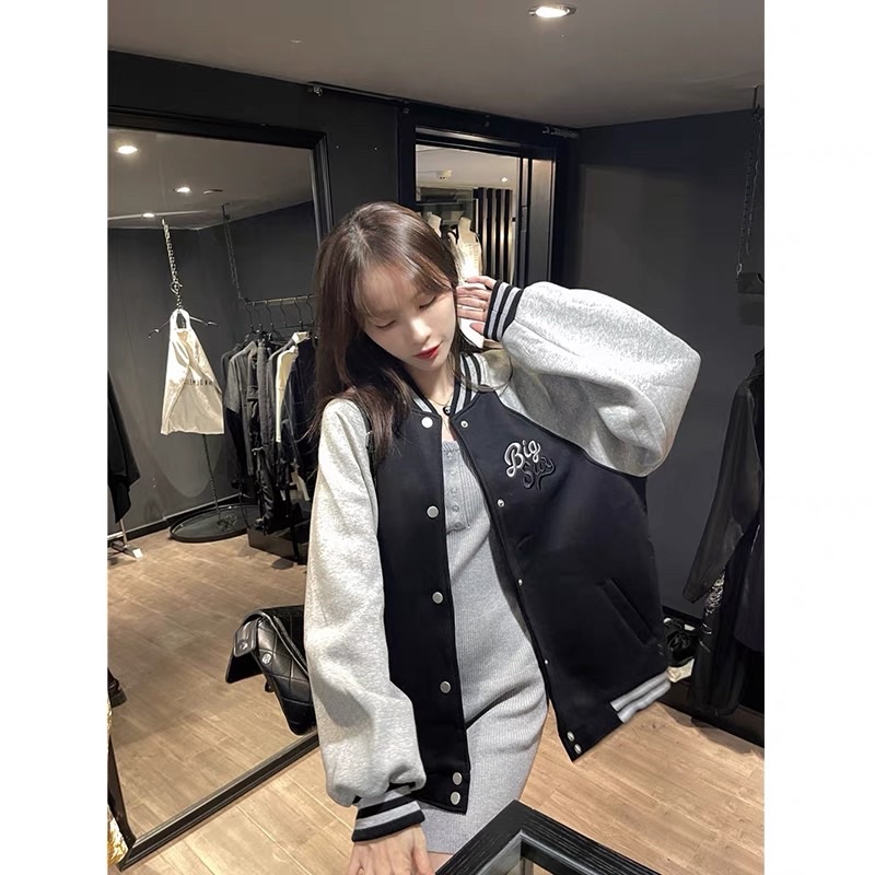 Áo khoác nỉ bông kiểu dáng bomber 2 màu cho nam và nữ
