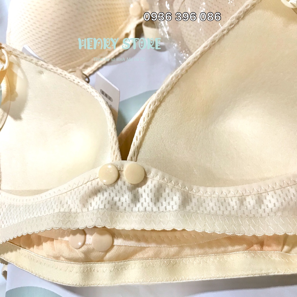 Áo lót bầu cotton thông hơi & thoáng khí & siêu thoải mái màu da sáng có nút size 38/40/42/44