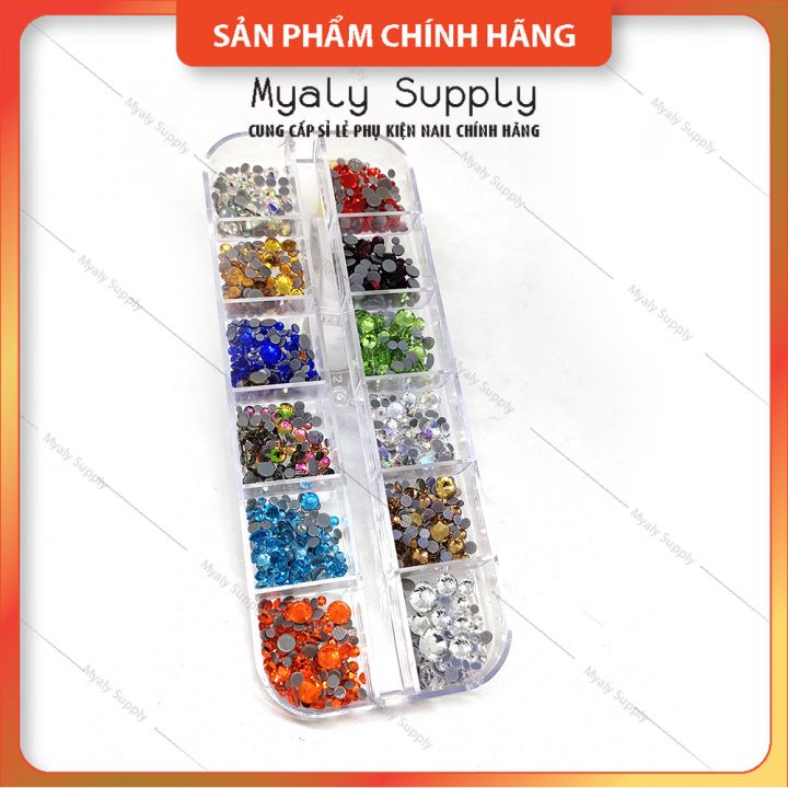 Đá Chân Keo Mix Size Mix 12 Màu Gắn Móng Nail 1449