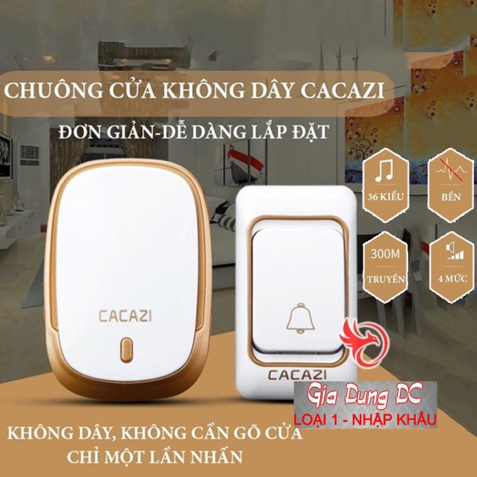 [Cam Kết Loại 1] Chuông cửa không dây thông minh cacazi k01, báo khách điều khiển từ xa 300m, chống nước cao cấp