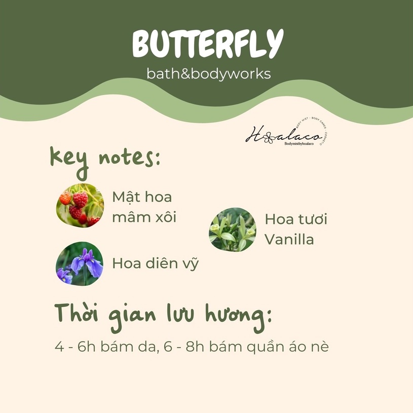 Xịt thơm toàn thân BUTTERFLY - BODY MIST BATH & BODY WORKS