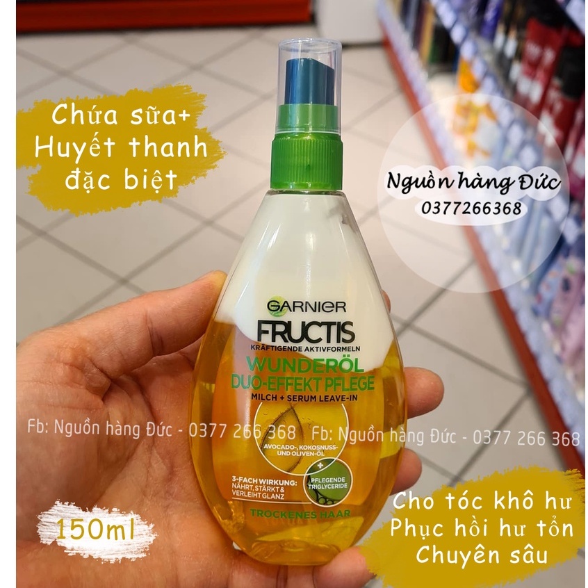 Xịt dưỡng tóc Garnier Đức chứa sữa và huyết thanh đặc biệt chăm sóc tóc hư tổn nặng - Nguồn hàng Đức