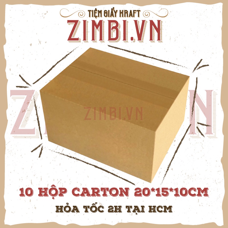 [20x15x10cm] 10 hộp carton ship cod chất lượng Zimbi | Hộp carton đóng hàng giá rẻ