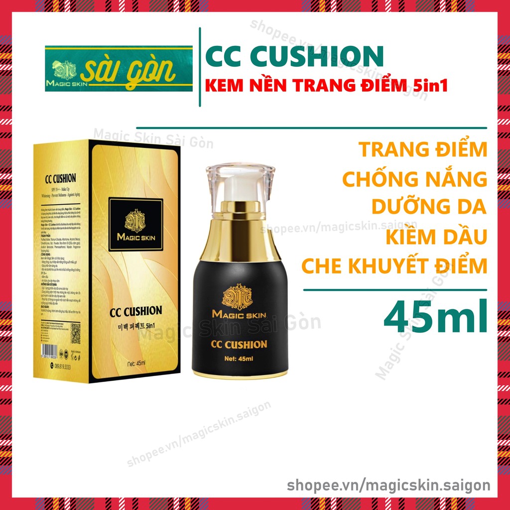 Kem Nền trang điểm, chống nắng CC Cushion Magic Skin Whitening Perfect 5in1 45ml ( MỚI )