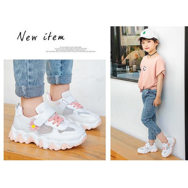 Giày Thể Thao Bé Gái♥ FREESHIP ♥ Giày Sneaker Bé Gái Thời Trang Thuê Hoa Cúc GT01