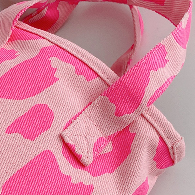 Youyo Túi Xách Vải Canvas Đeo Vai / Kẹp Nách In Họa Tiết Da Báo Màu Hồng Phong Cách Retro Thời Trang Cho Nữ