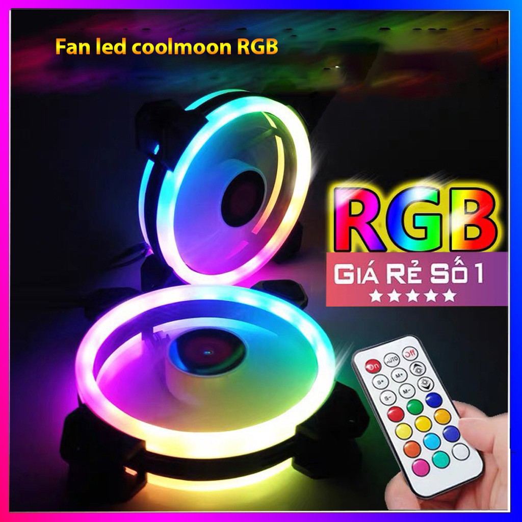 Fan Case V202B LED RGB (12cm) Gắn Trực tiếp lên Nguồn Tự Chuyển màu RGB