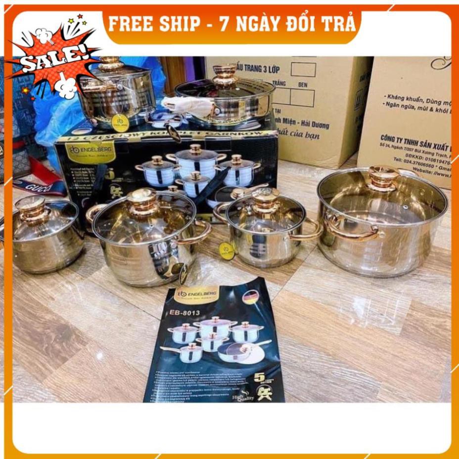 [FREESHIP TOÀN QUỐC] BỘ NỒI ĐỨC 6 MÓN ( 5 NỒI 1 CHẢO) NẮP KÍNH CƯỜNG LỰC THƯƠNG HIỆU ANGELBERGG TIÊU CHUẨN CHÂU ÂU