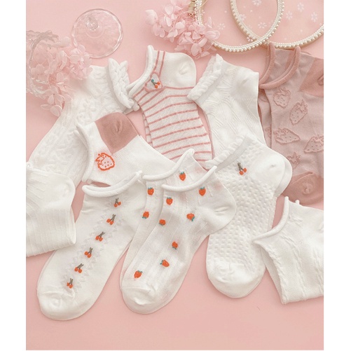 Vớ tất nữ cố ngắn gấu thỏ hoa Ulzzang vải cotton nhiều mẫu
