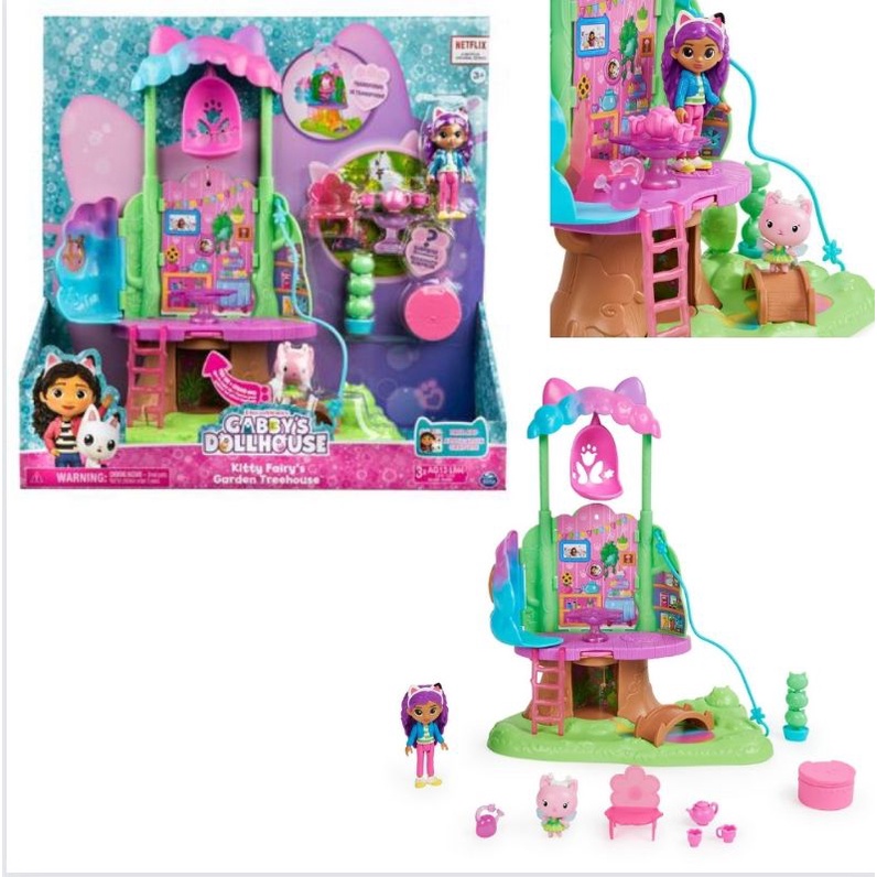 Nhà cây Gabby Dollhouse có đèn trong khu vườn của chú mèo Kitty Fairy