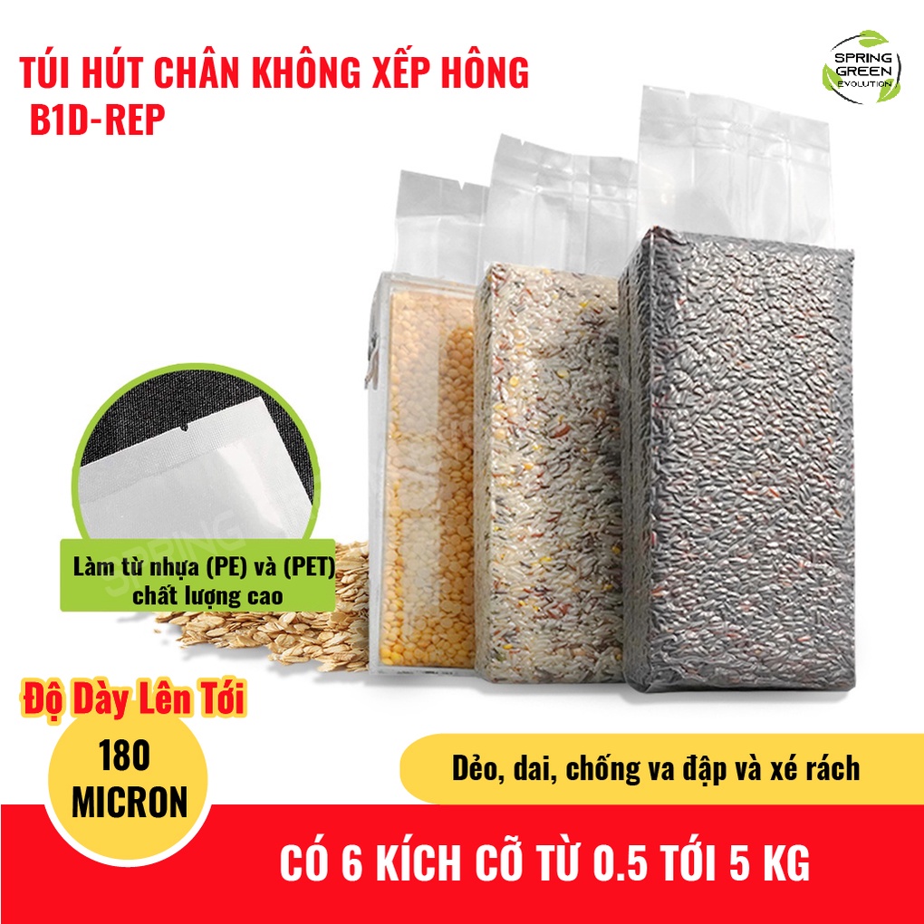 Túi Hút Chân Không Định Hình B1D-Rep-200G . Dùng Hút Chân Không Đóng Gói Gạo, Các Loại Hạt.. Giá bán theo 200G