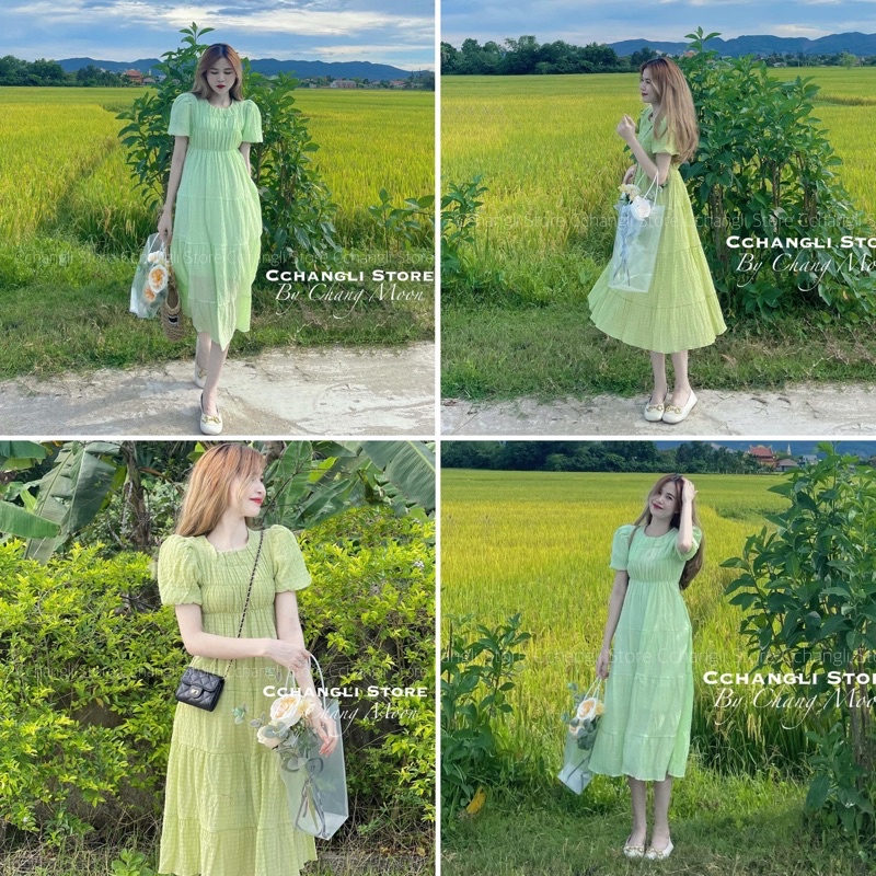 Đầm babydoll dáng xoè nhún ngực XỐP NHĂN tiểu thư bồng bềnh