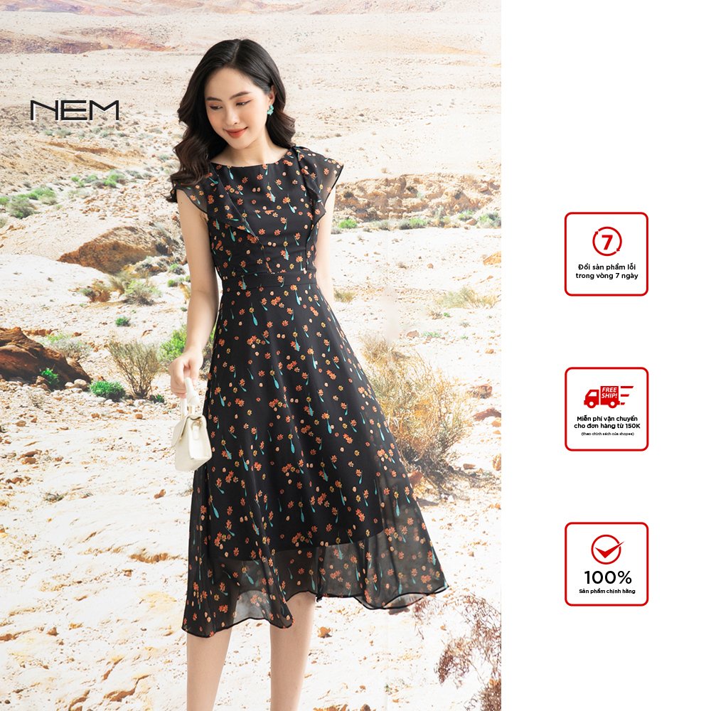 Đầm thiết kế nữ dáng A cao cấp NEM Fashion D04012