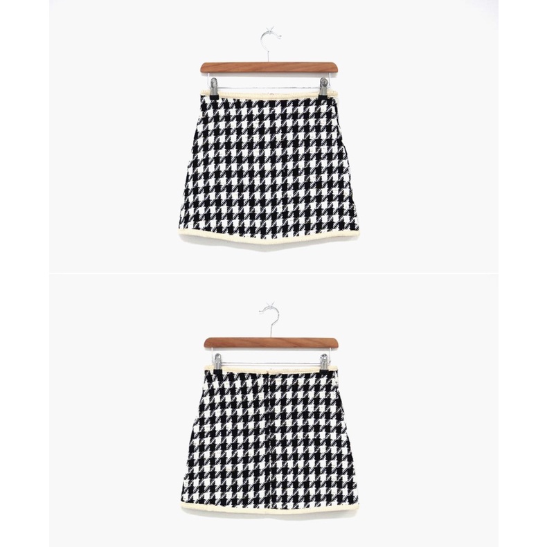 Áo khoác cardigan tay dài/ Chân váy chữ A lưng cao họa tiết houndstooth phong cách retro 45362 | BigBuy360 - bigbuy360.vn