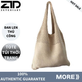 Túi xách đan len đeo vai thời trang sức chứa lớn cho nữ